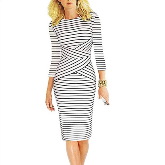 Dresses & Skirts - White striped midi dress